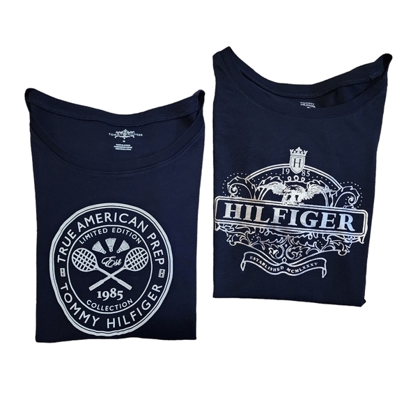2 Tommy Hilfiger Graphic Short Sleeve Navy Soft Tees - Medium - Picture 12 of 12